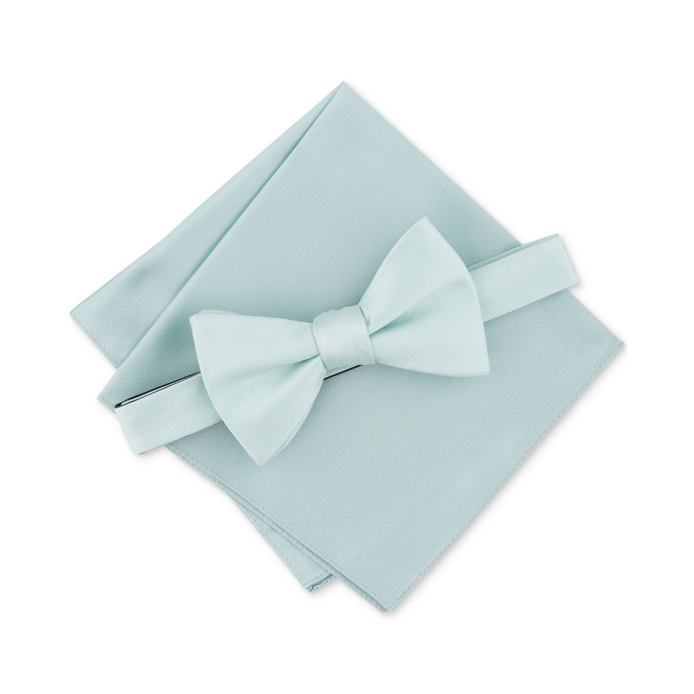 Alfani Bow Tie and Pocket Square Set Mens Solid‎ Texture Mint NWT